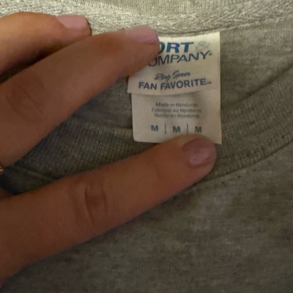Gray Crewneck Sweater with Bold Text - Picture 5 of 5